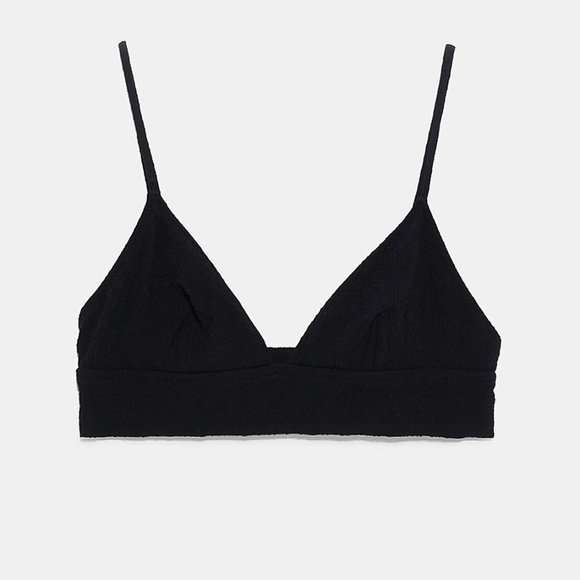 ZARA BLACK TEXTURED WEAVE BIKINI TOP - Picture 10 of 11